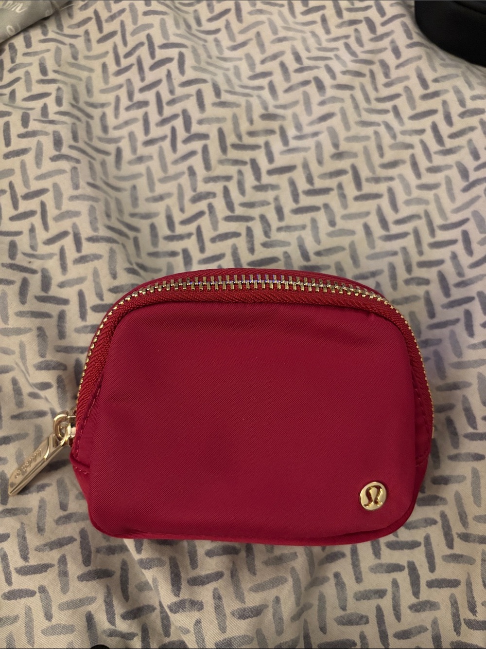lululemon athletica Red Mini Zip Cosmetic Pouch with Gold Accent